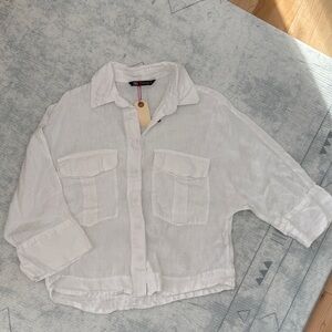 Zara Crisp White Linen Shirt